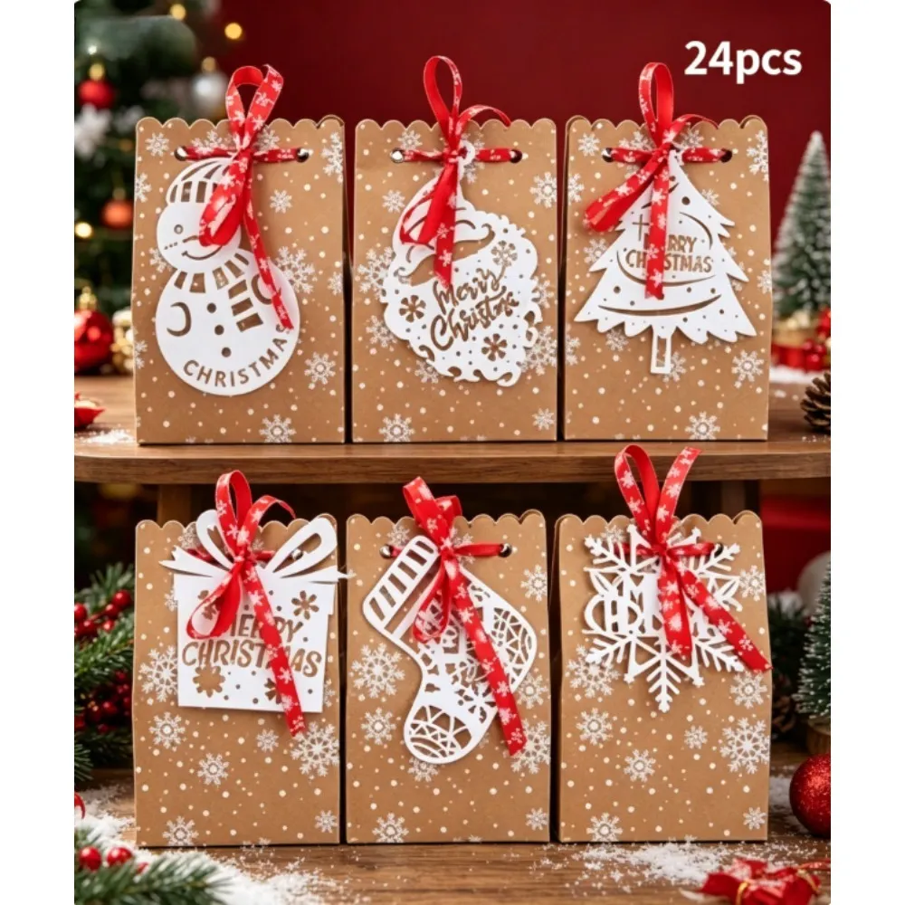 Geschenkboxen Weihnachten Kraftpapier 24 Stück